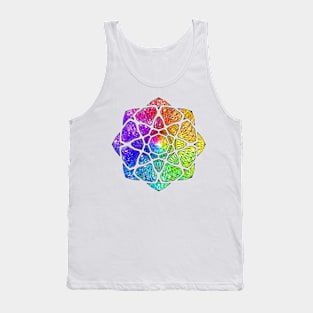 Rainbow Watercolor Crystal Mandala - Black Outline Tank Top